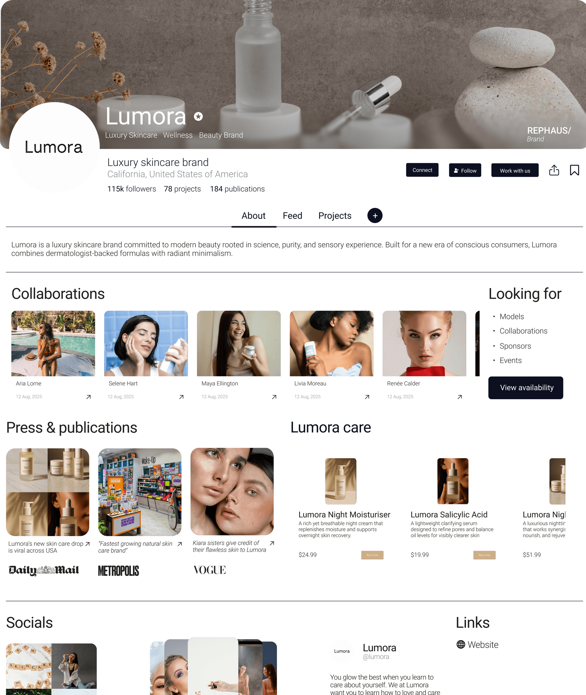 Lumora Pitch Card Profile